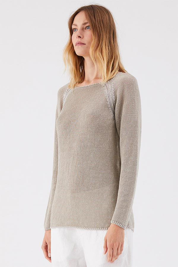 Transit Pearl Grey Linen Knit Pullover