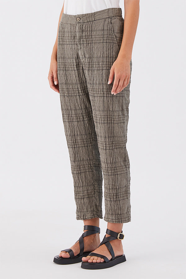 Transit Grey Plaid Linen Pants