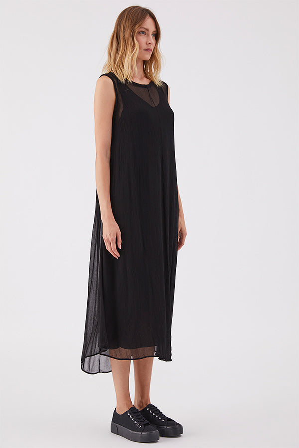 Transit Black Solid Crepe Dress