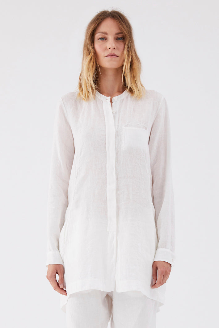 Transit White Linen Longline Shirt