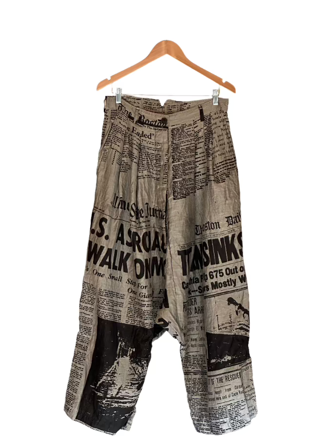 Studio Rundholz Dip Newsprint trousers