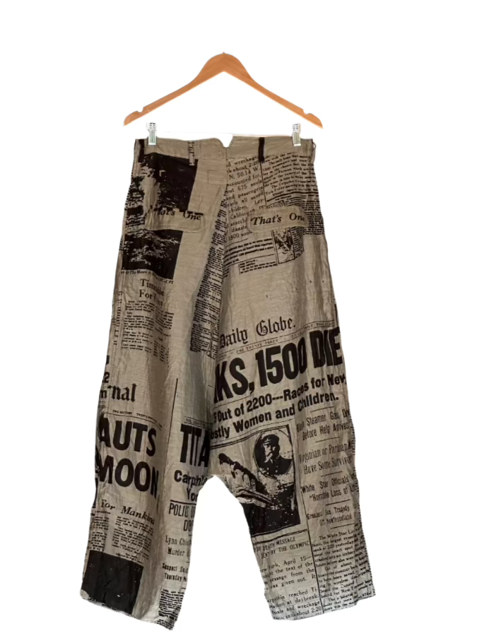 Studio Rundholz Dip Newsprint trousers