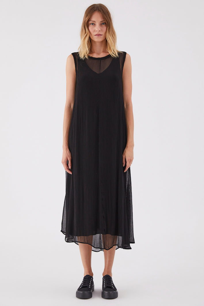 Transit Black Solid Crepe Dress