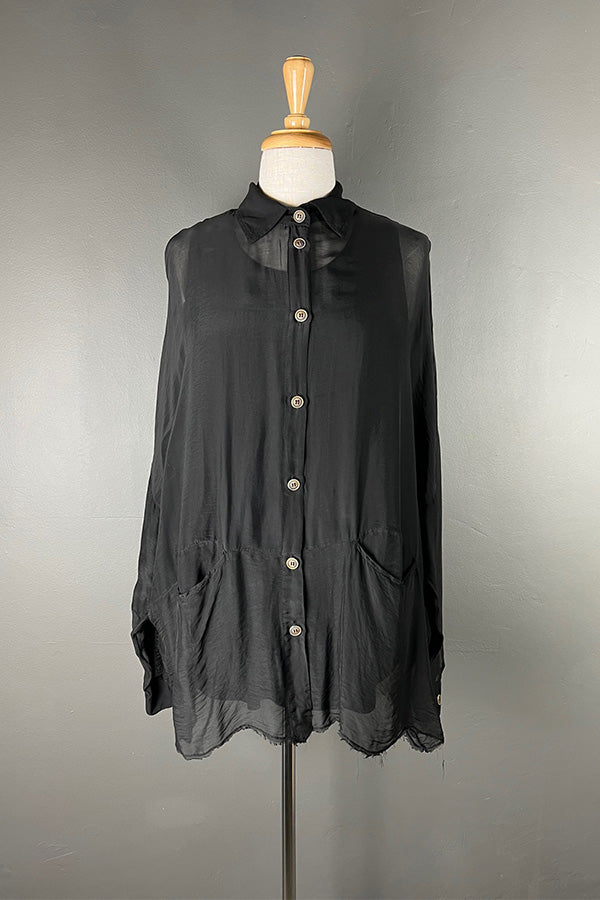 Sanctamuerte Viscose Silk Shirt in Black