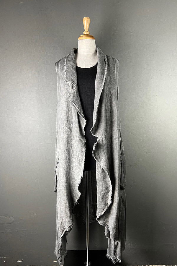 Sanctemuerte Long Gilet in Grey