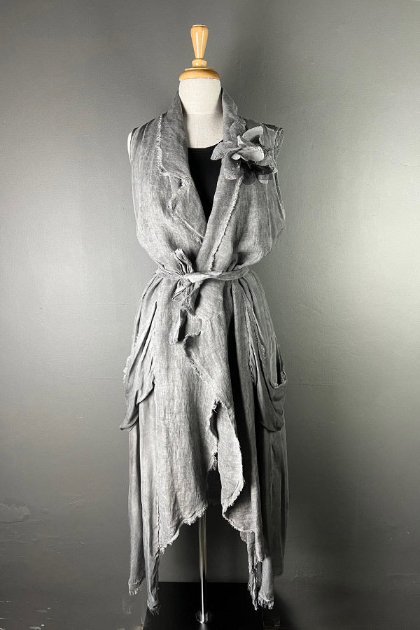 Sanctemuerte Long Gilet in Grey