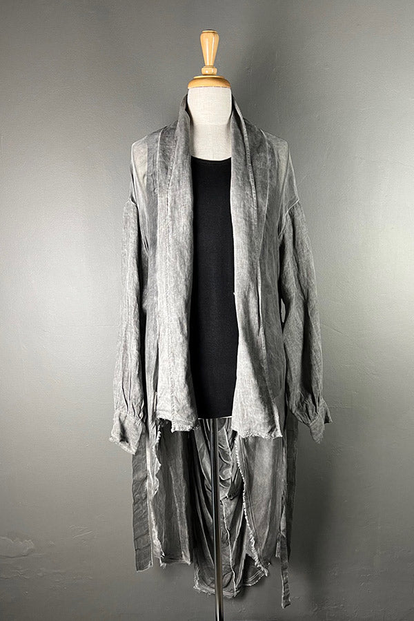 Sanctamuerte Linen & Viscose, Silk Coat in Grey