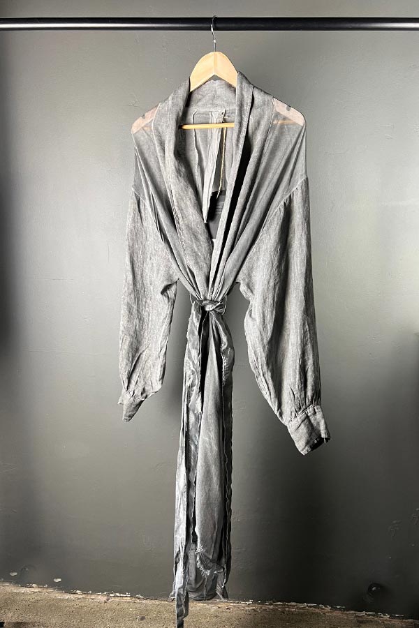 Sanctamuerte Linen & Viscose, Silk Coat in Grey