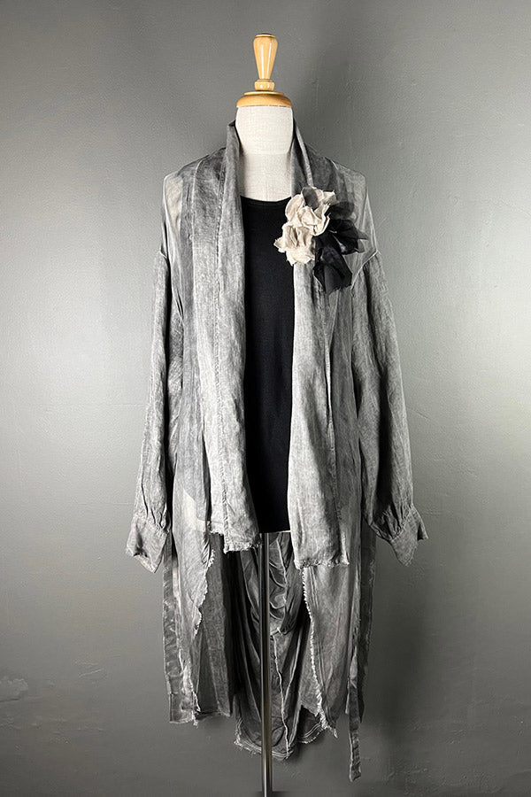 Sanctamuerte Linen & Viscose, Silk Coat in Grey