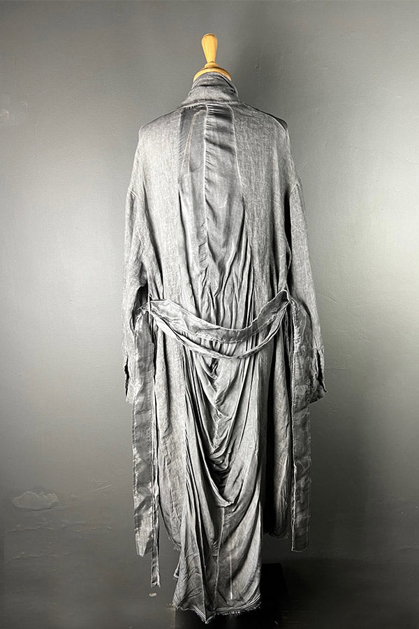 Sanctamuerte Linen & Viscose, Silk Coat in Grey