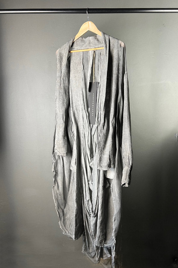 Sanctamuerte Linen & Viscose, Silk Coat in Grey