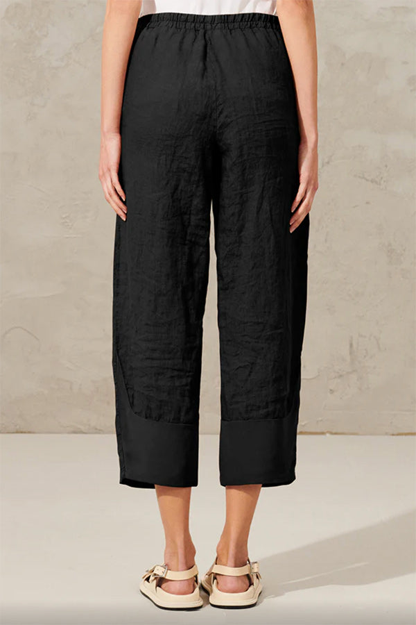 Transit 3/4 Relaxed Black Linen Pants