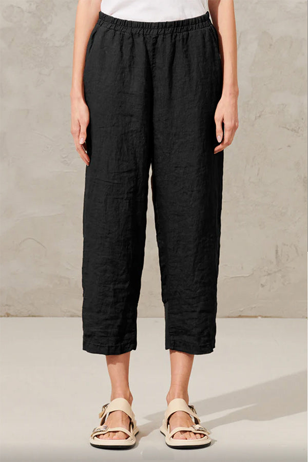 Transit 3/4 Relaxed Black Linen Pants